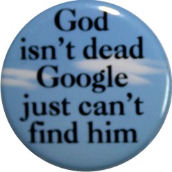 god isnt dead funny button
